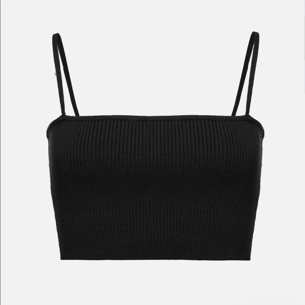 Skinny Strap Ribbed-Knit Crop Top